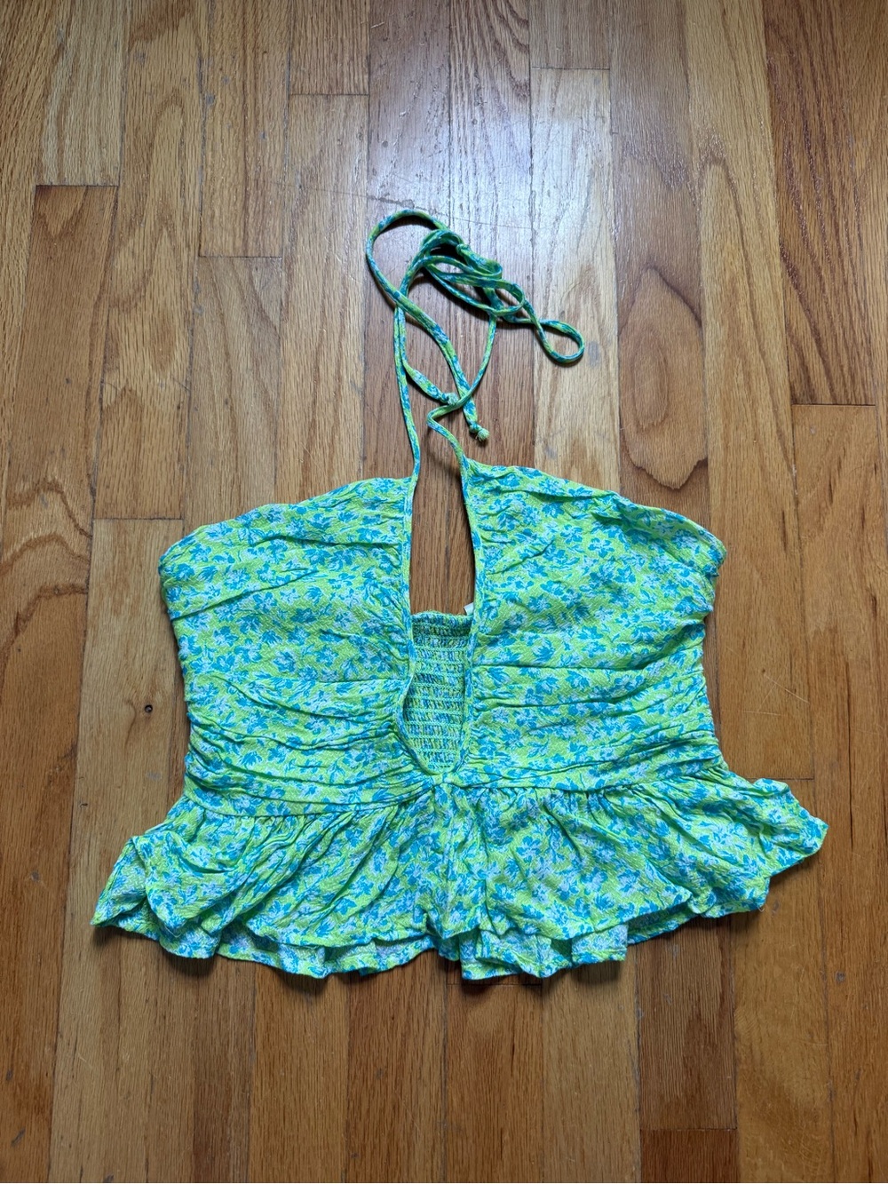 Mahina Lime and Teal Floral Crop Top